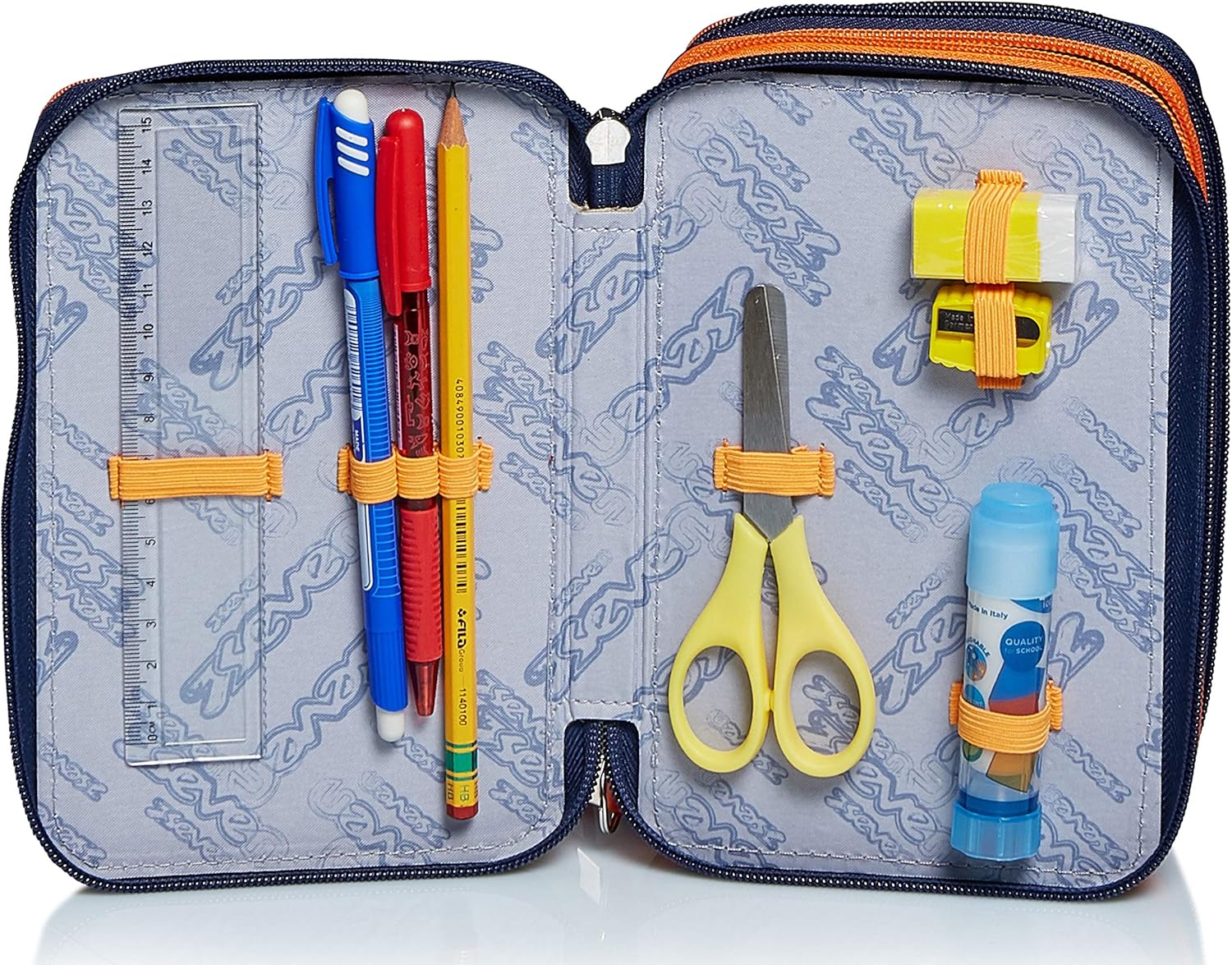 Seven Fly Stars, 3 Compartment Pencil Case, Unisex Pens, Children's, Blue, One Size, 20x12,5x7 cm - Image 4