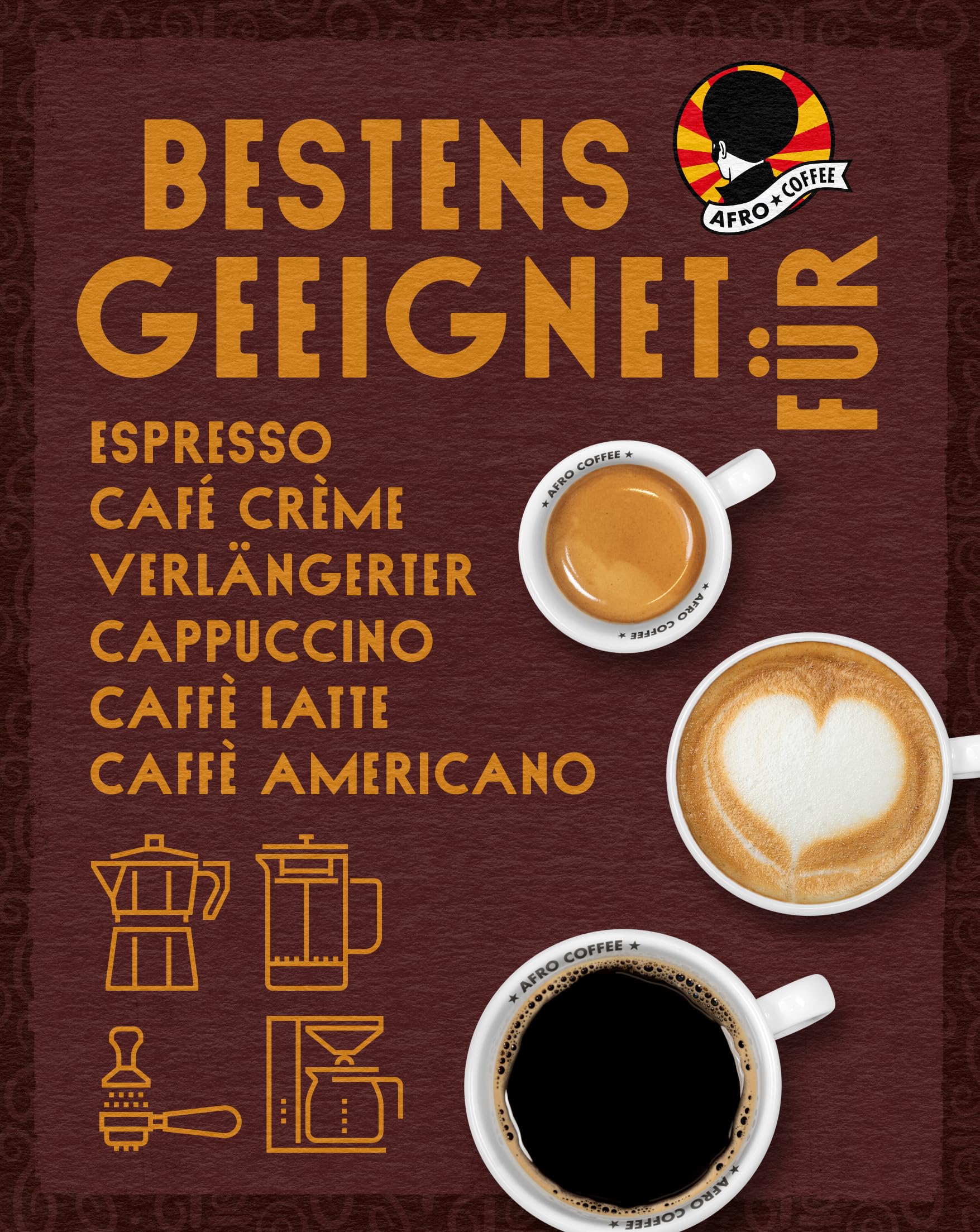 AFRO COFFEE Dark & Elegant I 250g Premium Bio Kaffeepulver Fairtrade I 100% Arabica Kaffee gemahlen I Kaffee aus Äthiopien mit Noten von Bitterschokolade I handgepflückt, dunkel geröstet, säurearm 3