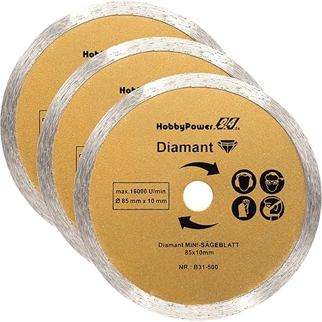 Mini Handkreissäge 3er-Set Sägeblatt Diamant-Trennscheibe 85x10mm für Scheppach Tauchsägen PL285