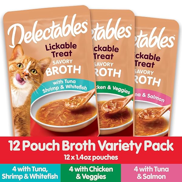 DELECTABLES SAVORY BROTHS LICKABLE WET CAT TREAT VARIETY PACK, 12COUNT(PACK OF 1)