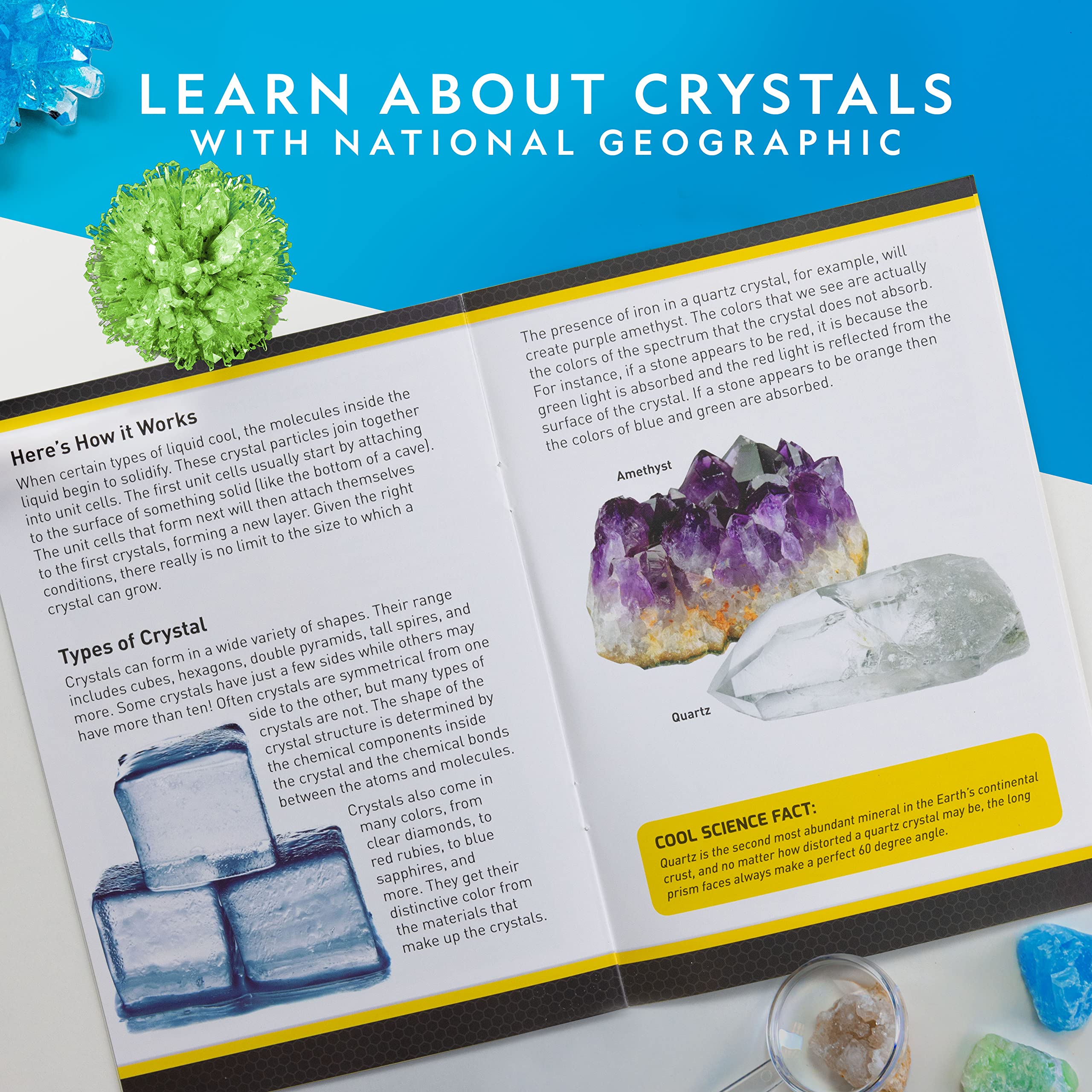 National Geographic Crystal Growing Kit - 3 Vibrant Colored Crystals to Grow with Light-Up Display Stand, Science Toy for Girls and Boys Ages 8-12, Includes 3 Gems, Cool STEM Gift (Amazon Exclusive)