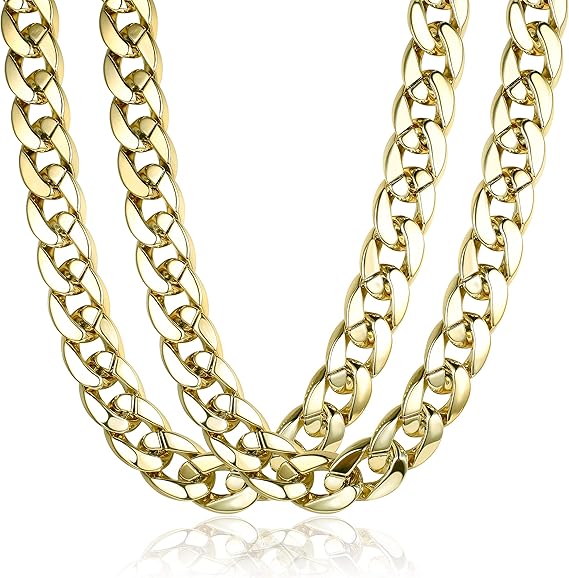 Plastic Gold Chain Necklace 32 inches Long PinCute Big Chunky Hip Hop
