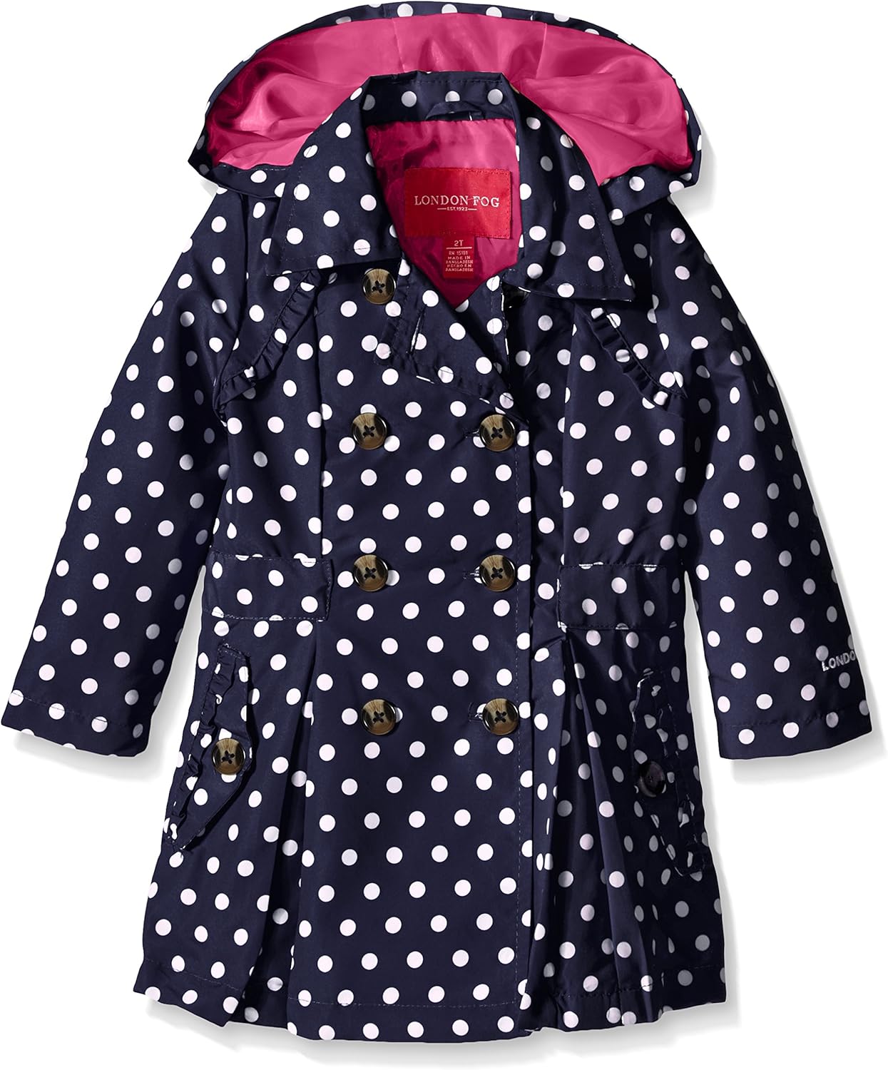 London Fog Baby Girls Lightweight Polka Dot Trench Coat Sports
