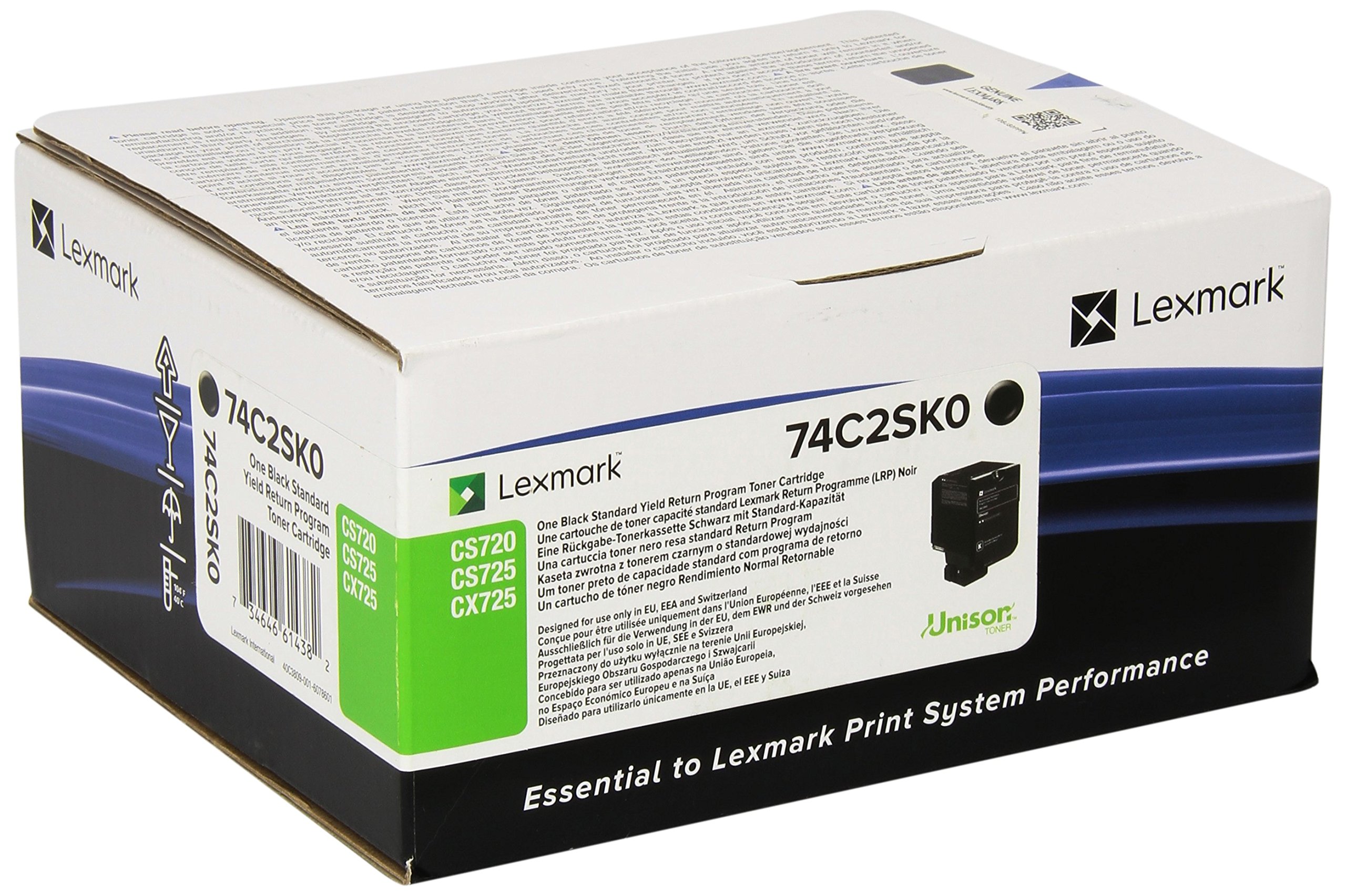 Lexmark 74C2SK0 7000pages Black Laser Toner & Cartridge - Laser Toner & cartridges (Black, Laser, Lexmark, CX725de, CX725dhe, CX725dthe, CS725de, CS720de, CS720dte, CS725dte, Black)