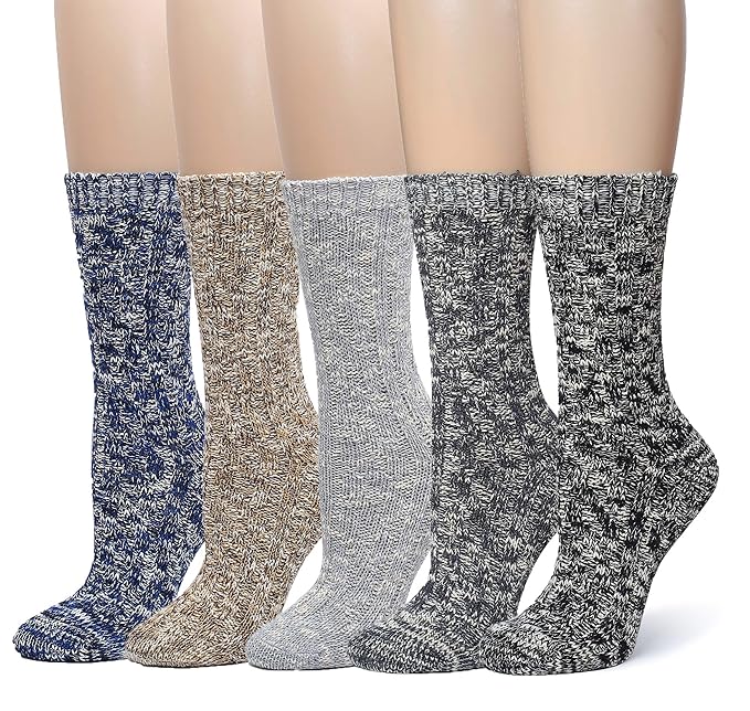 Leotruny Women's Slouch Vintage Knit Cotton Boot Socks (Multicoloured
