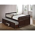 Storkcraft Marco Island Captain's Full Twin Sized with Trundle (Espresso)- Bunk Bed Alternative for Sleepovers, Underbed Storage/Organization