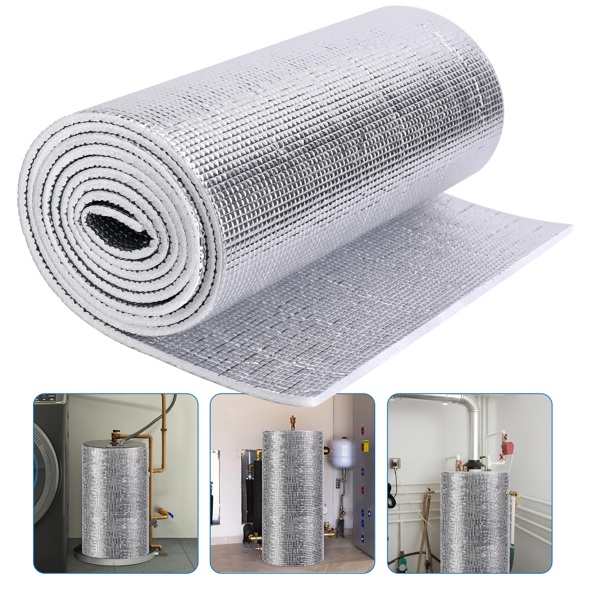 Photo 1 of moonoom Water Heater Blanket Insulation Wrap,13.1ftx 15.7in Aluminum Foil Hot Water Heater Cover,Hot Water Heater Jacket for Winter Heater Insulation