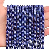 BONNY BOXX 1 Strand (150PCs) Natural 2 * 4mm Lapis Lazuli Rondelle Beads, Natural Abacus Disk Stone Beads Loose Spacer Gemstone for DIY Bracelet Necklace Jewelry Making