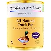 Straight from France Genuinely French Rendered Duck Fat for Cooking | All natural duck fat from France, rendered and filtered duck schmaltz, keto and paleo friendly, high smoke point, 24.5oz can