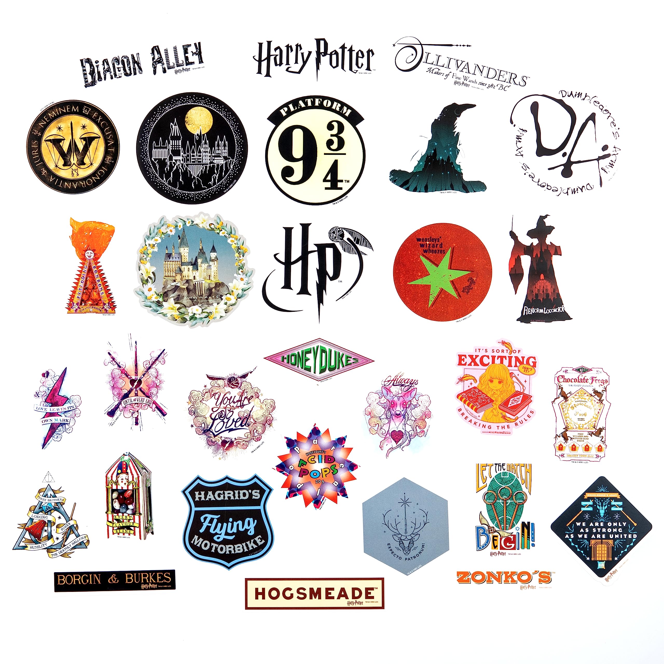 Conquest Journals Harry Potter Wizarding World Vinyl Stickers, Set of 60 Unique Stickers Including 5 Holograms, Waterproof and UV Resistant, Great for All Your Gadgets, Potterfy All The Things