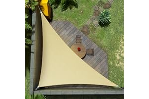 Amgo 12' x 12' x 17' Beige Right Triangle Sun Shade Sail UPF50, Canopy Awning AGSLT, Water & Air Permeable, 200GSM Heavy Duty Commercial and Residential (We Make Custom Sizes)