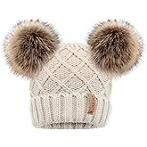 Arctic Paw Womens Winter Hat Cable Knit Beanie for Women Faux Fur Pompom Ears