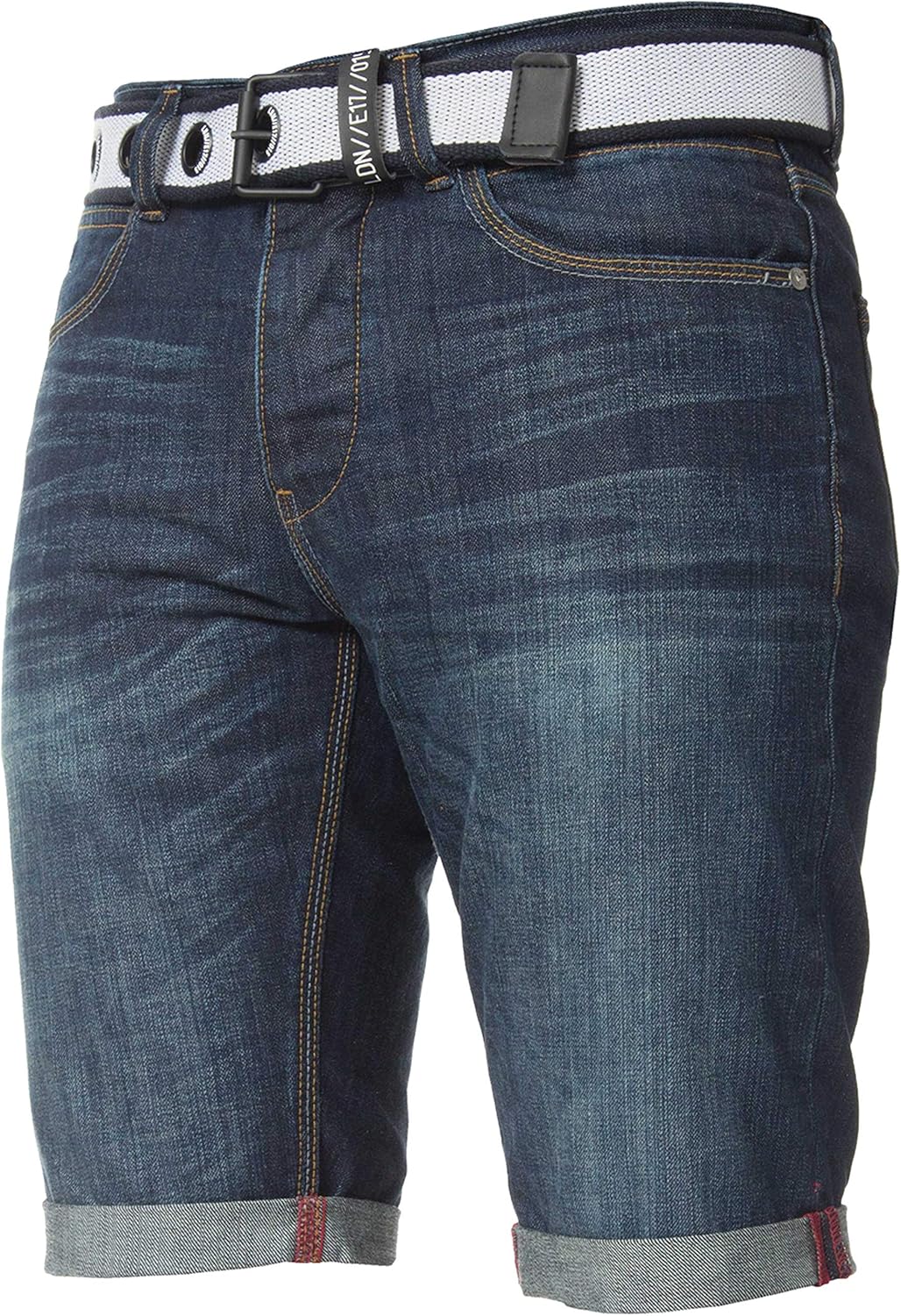 mens dark blue denim shorts