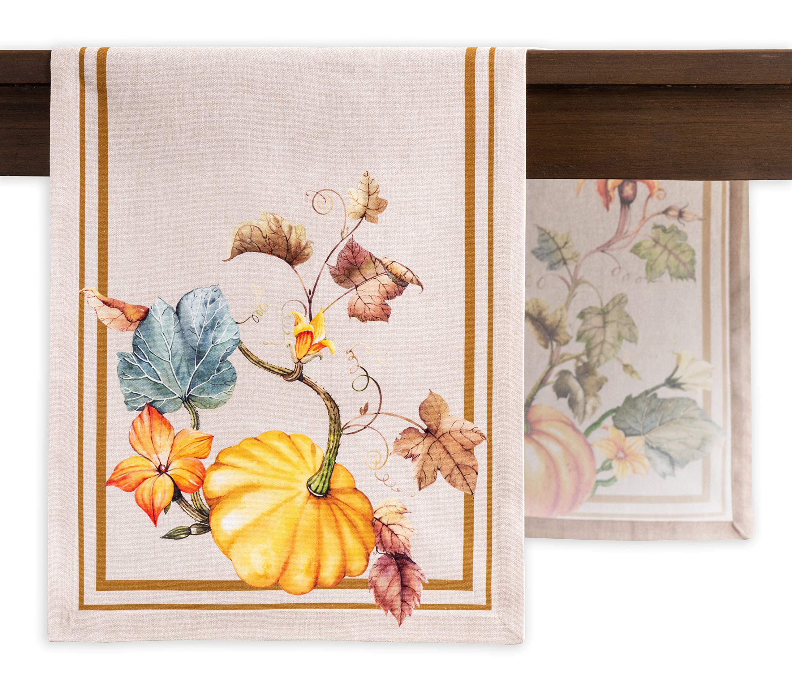 Maison d' Hermine Table runner 100% Cotton Single Layer Table Runners 180 CM long for Christmas Decorations Home Kitchen Dining Party Wedding Bridal Shower (Potiron, 37 cm x 180 cm)