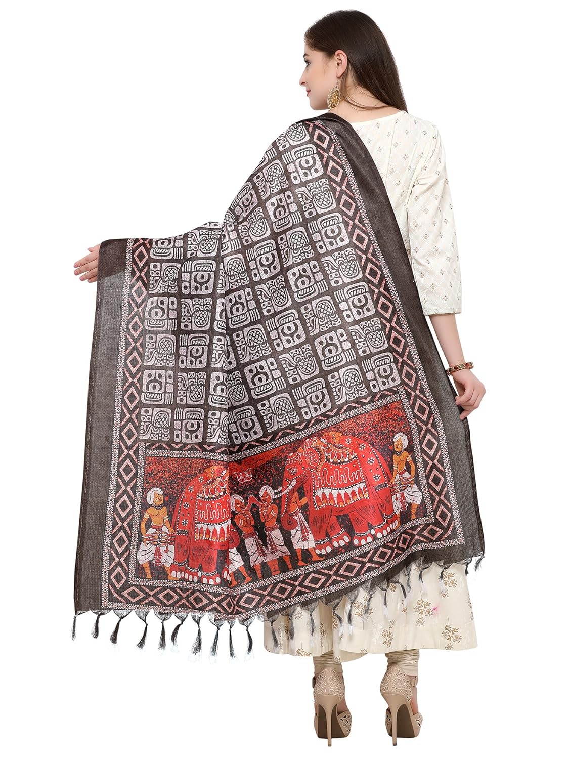 applecreation women's khadi silk dupatta (brown_dgdpt71)