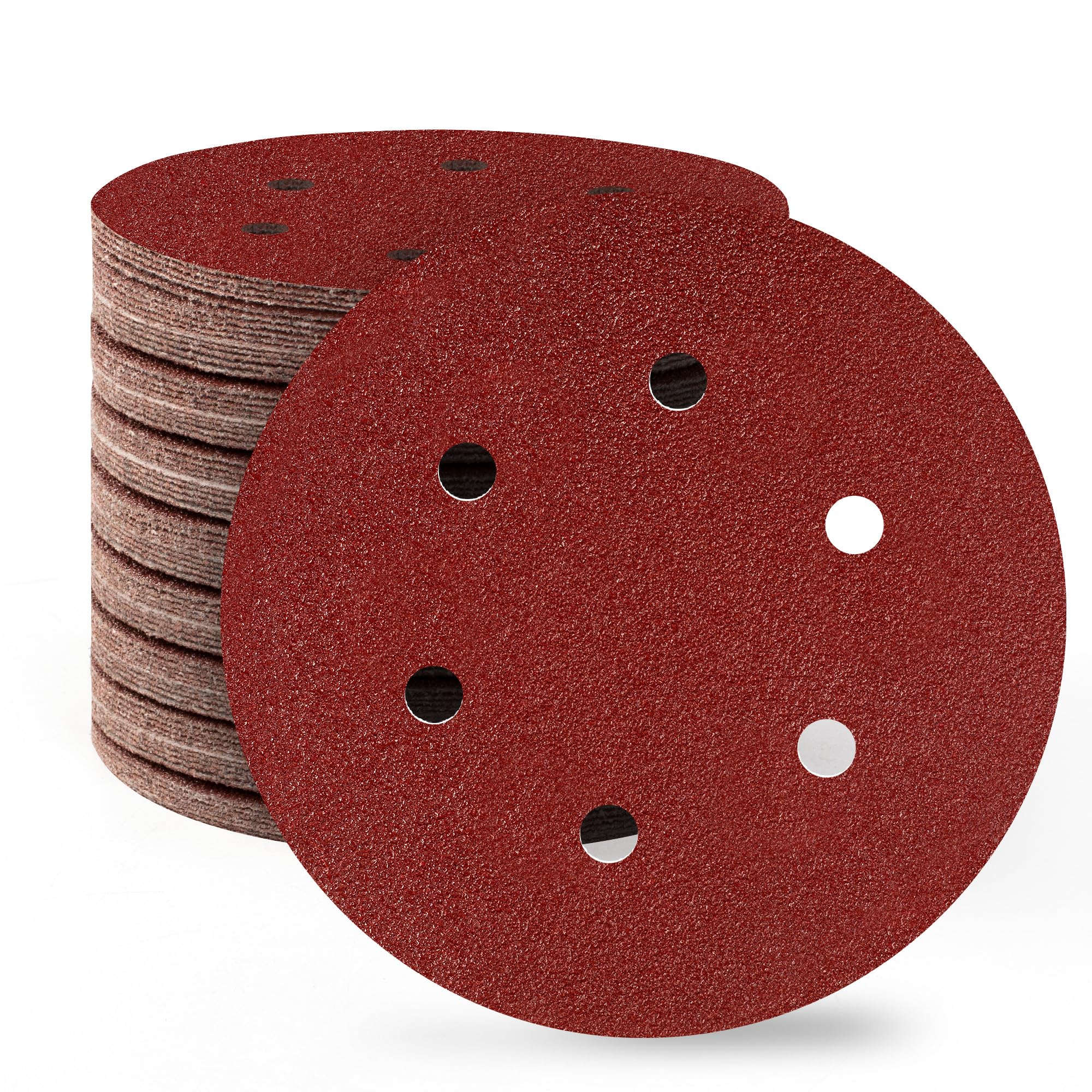 SATC 150mm Sanding Discs 80PCS 60 Grit 6 Holes Orbital Sander Discs Hook and Loop Sanding Pads for Random Orbital Sander