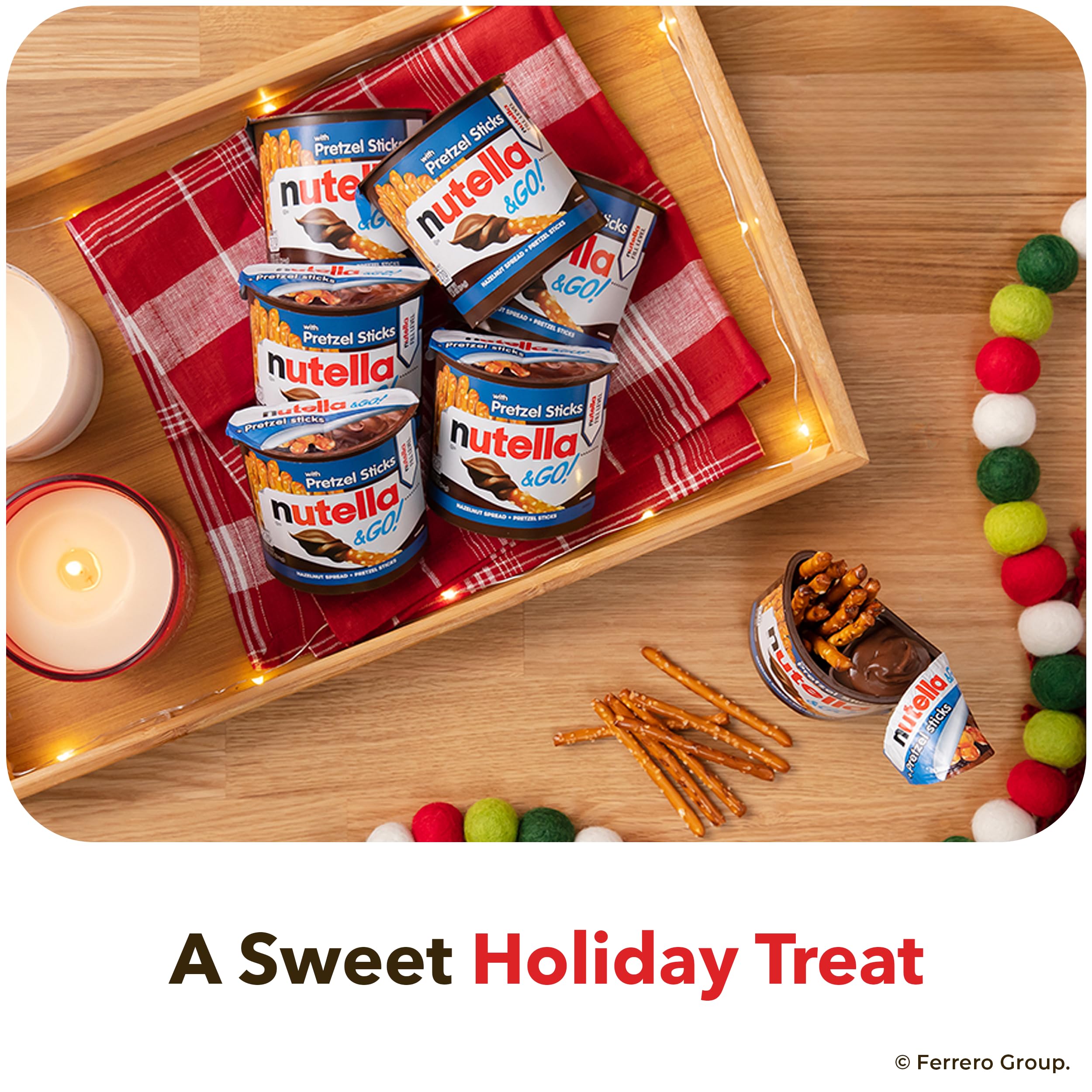 Nutella & GO! Bulk 24 Pack, Hazelnut and Cocoa Spread with Pretzel Sticks, Stocking Stuffers, Snack Cups, 1.9 oz Each​