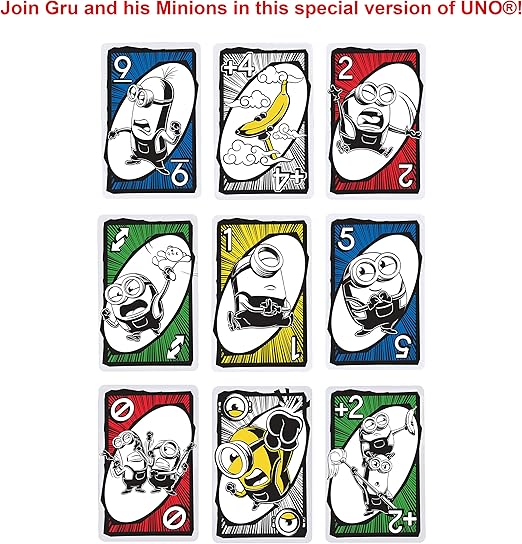 Amazon Com Minions The Rise Of Gru Uno Card Game For Kids And Family With 112 Cards For 7 Year Olds And Up Toys Games