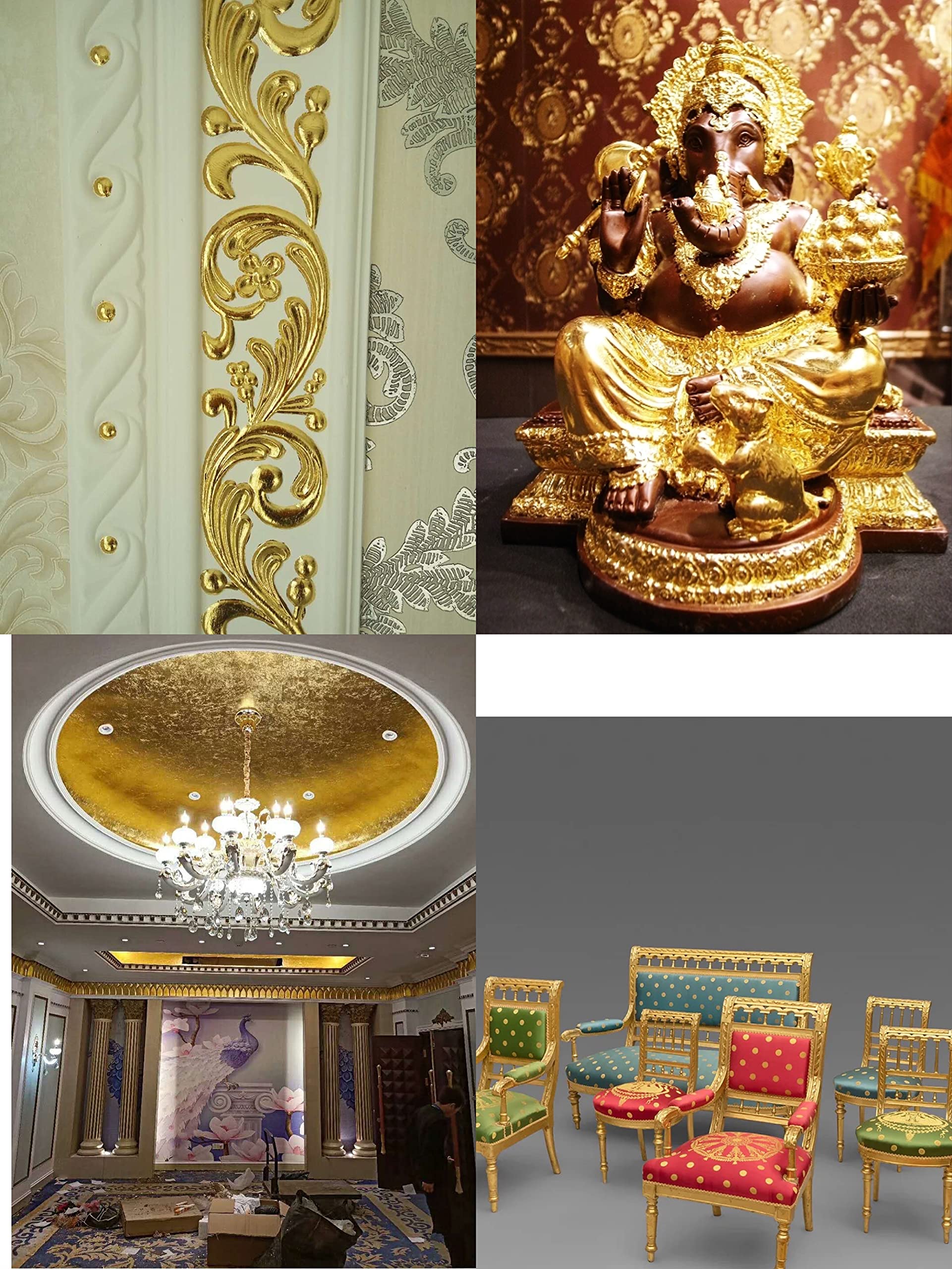 DECONICER 12 Colors Imitation Gold Leaf Sheets Multi-Color Gold Foil Papers and Tools - 600 Pieces for Arts Decoration, Handcrafts, Gilding, Furniture, Nails, Paintings,Wall, 3.15×3.35 Inches……