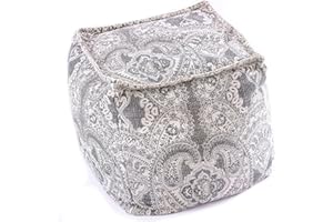 Mandala Life ART Bohemian Pouf Cube Cover- 20 inches –Luxury, Artisan Room Decor Pouffe - Boho Chic Seating Area Ottoman