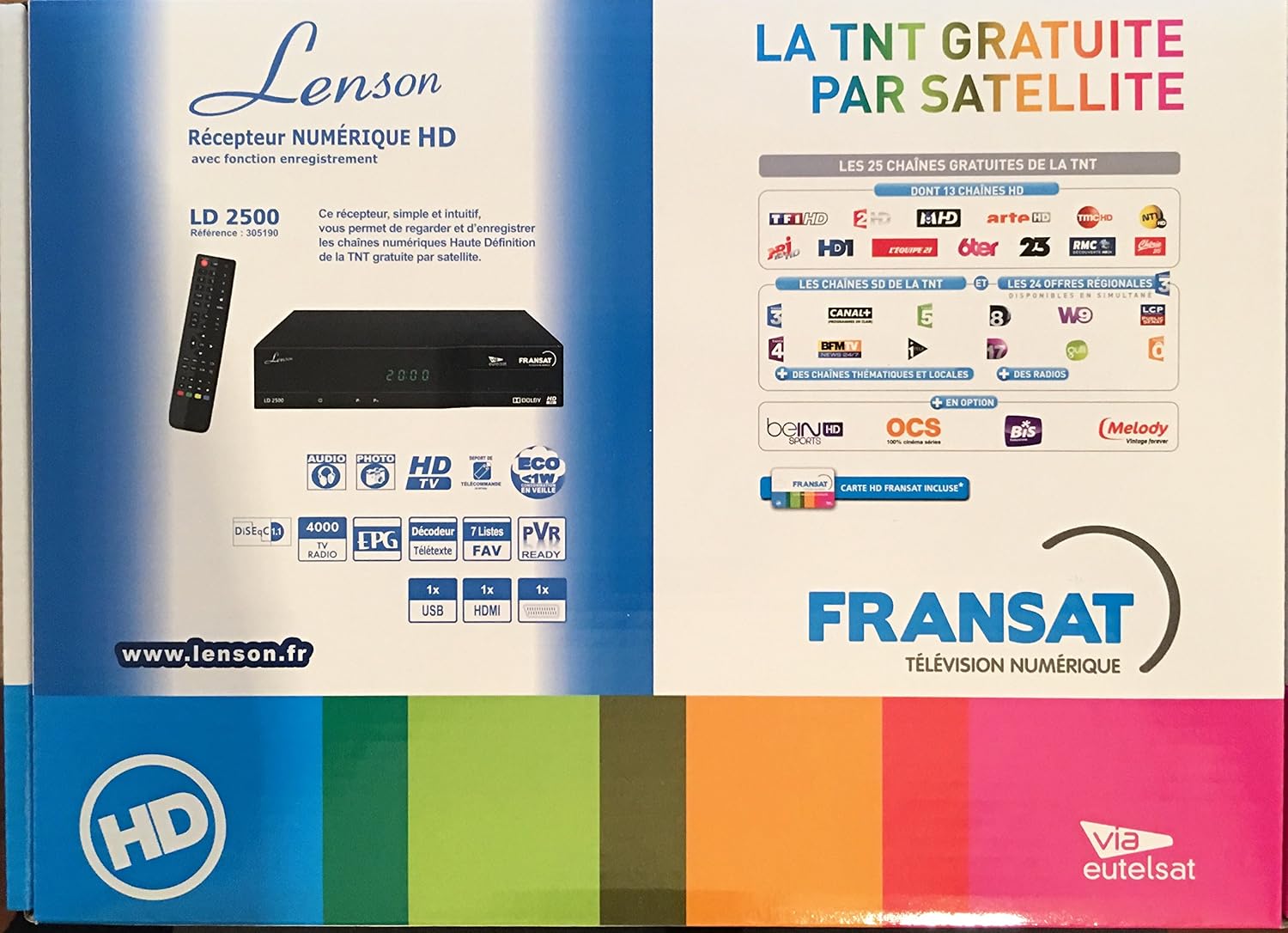 Lenson Ld2500 Ricevitore Satellitare Fransat Hd Mpeg4 Con Carta Di Accesso Fransat