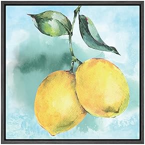 SIGNWIN Framed Canvas Wall Art Yellow Lemons in...