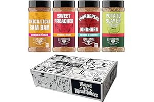 Fire & Smoke Society BBQ Grill Variety Pack | BBQ Rubs for Smoking and BBQ Seasonings for Grilling | Gifts for Men, Gifts for Dad | XL Spice Set (4-Pack)