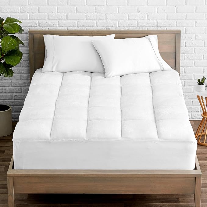 Bare Home PillowTop Premium Reversible Mattress Pad 1.5 inch Cooling