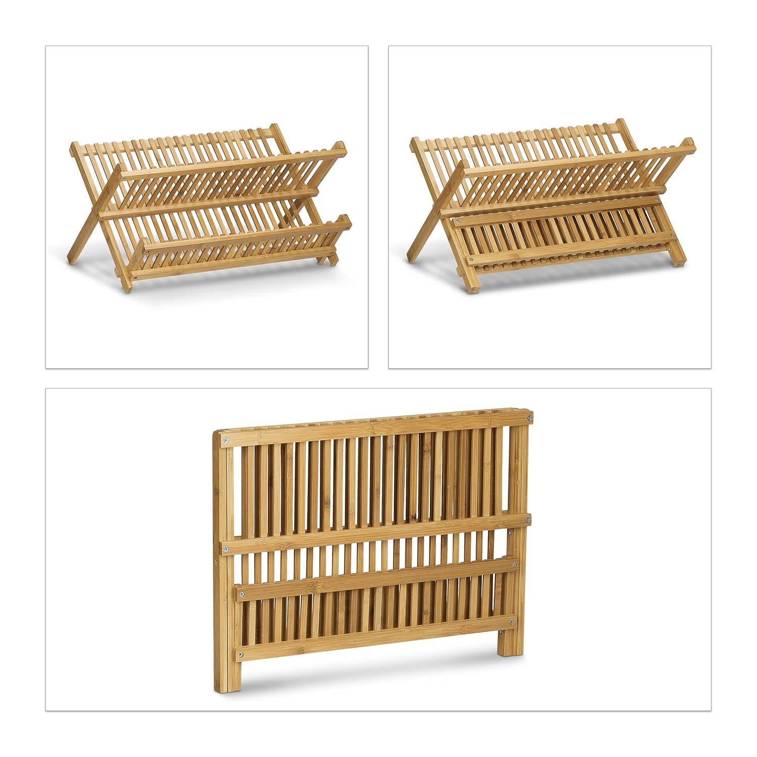 color ma madera de bambú estante para platos de secador de plato