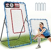 JOLORLY 2-in-1 Volleyball Rebounder Net System, Adjustable from 7x4 ft to 4x4.5 ft, 4-Angle Bounce Back Net, Training Equipment for Volleying, Bumping, Spiking Practice, Resists Twisting