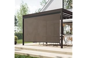 DIFY Outdoor Roller Shade Solar Fabric Cordless Roll Up Shade, Exterior Roller Shade with Aluminum Protective Valance 8 * 8FT for Patio Yard Deck Porch, Mocha