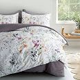 Windflower Bedding Bloomfield - Set copripiumino floreale in cotone, 3 pezzi, motivo botanico, natura, viti, rami, uccelli, farfalle, fiori multicolore (eucalipto menta, regina
