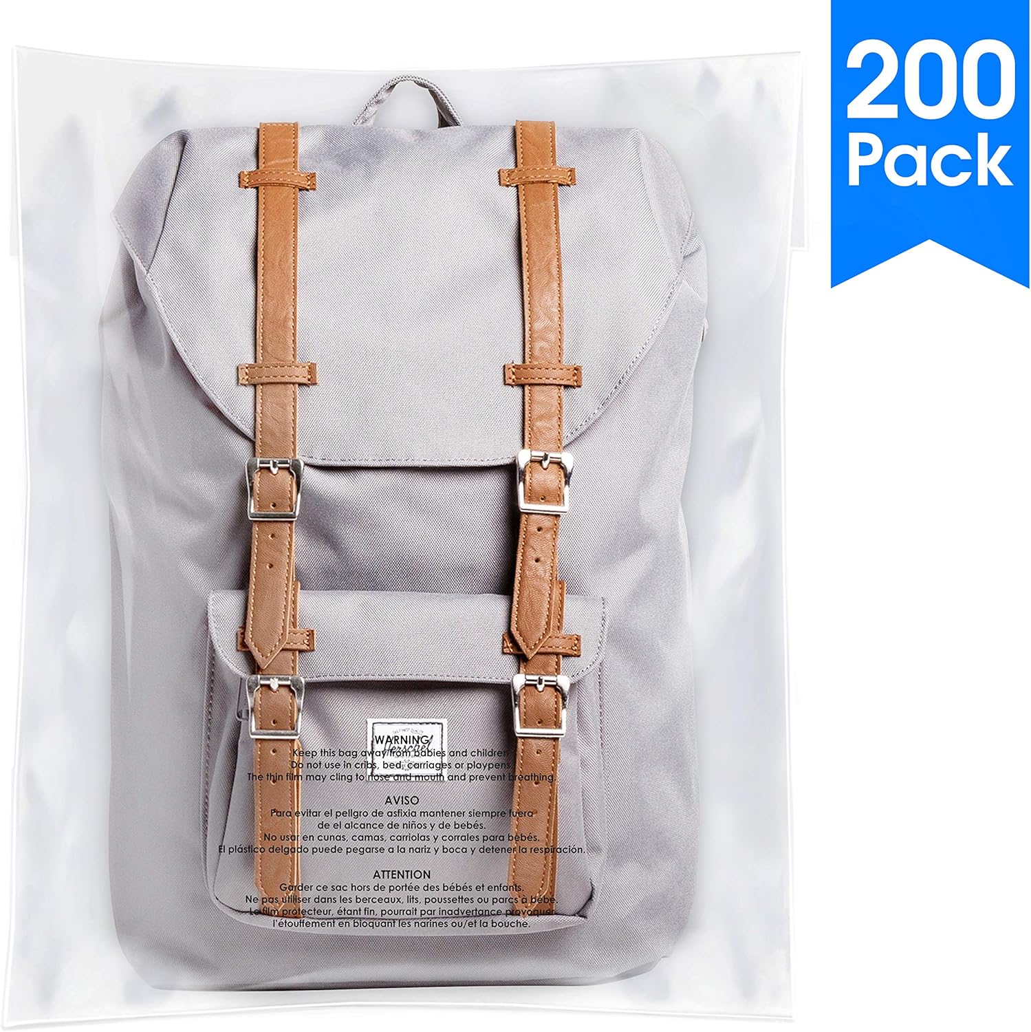 Spartan Industrial || 200 Count - 12” X 15” Self Seal Clear Poly Bags with Suffocation Warning for Packaging, T Shirts & FBA (More Sizes Available) - Permanent Adhesive: Home Improvement