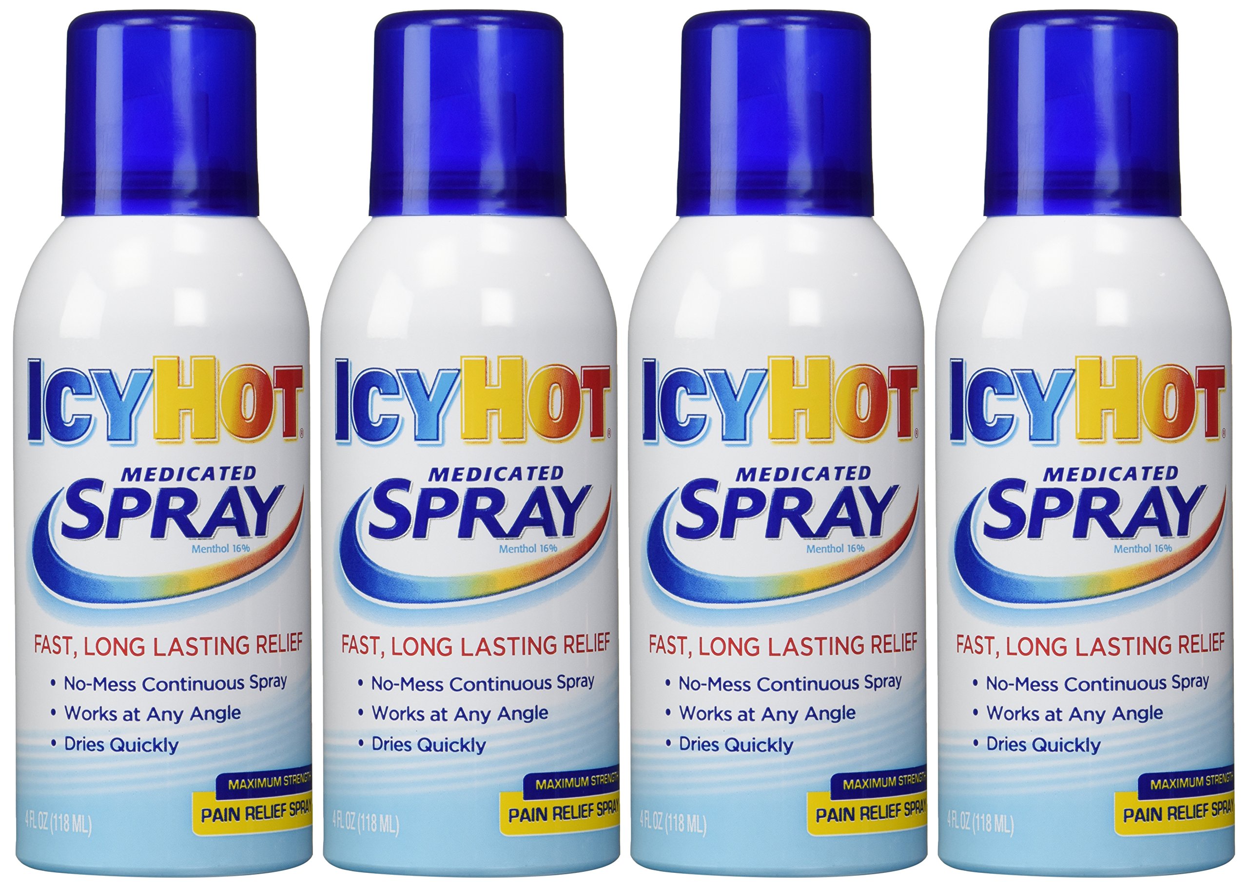 Icy Hot Medicated Spray 3.7Ounce Aerosol (Pack of 4) Temporarily