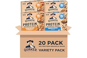 Quaker Protein Granola Bars, 2 Flavor Variety Pack, 10g Protein, 1.41 oz Bars, 20ct