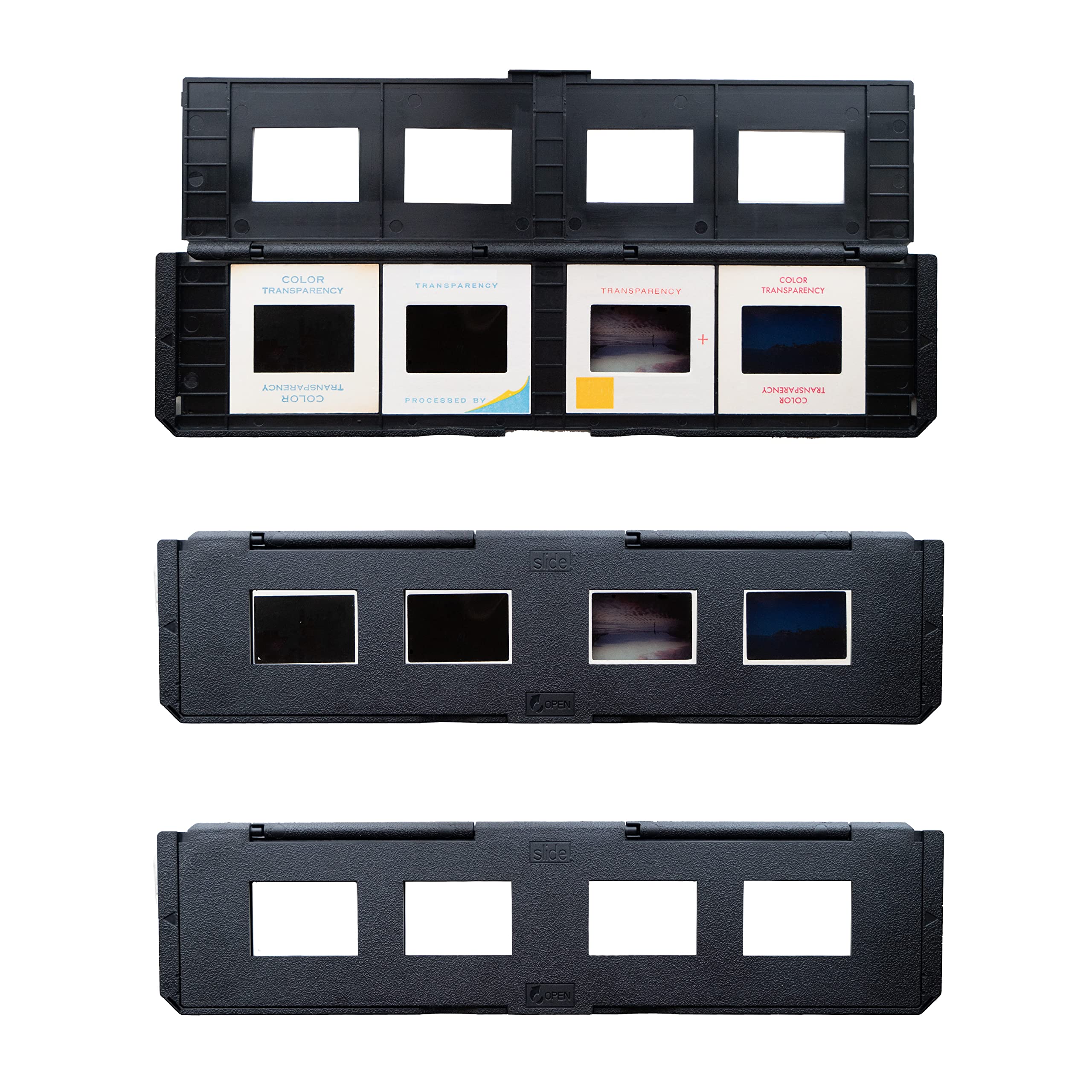 Magnasonic Long Tray Slide Film Holder for 35mm Compatible Film Scanners, Holds 4 Slides to Speed up Processing Time, Easy To Use, Gently Flattens and Protects Film Edges - Set of 3 (ST01)