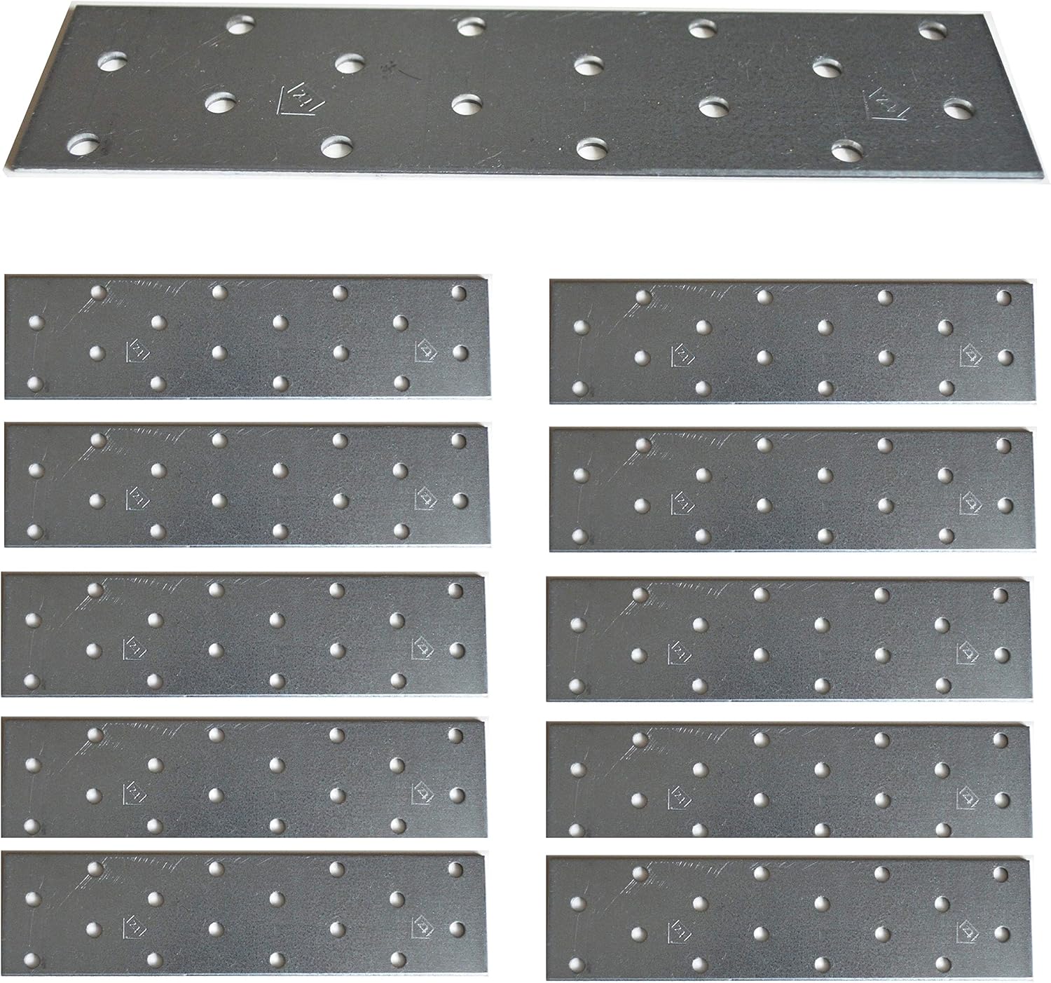 Pack of 20 Flat Connecting Joining Plate Galvanised Z275 275 (g/m2) 20 (μm) Heavy Duty Metal 6.3"x1.57"x0.08" (160 x 40 x 2mm)