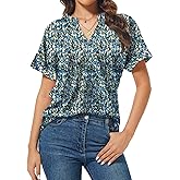 MAXTOOA Womens Short Sleeve Summer Tunic Tops V Neck Casual Loose Fit Shirts Trendy Blouses Basic Tee Valentine's Day Gifts