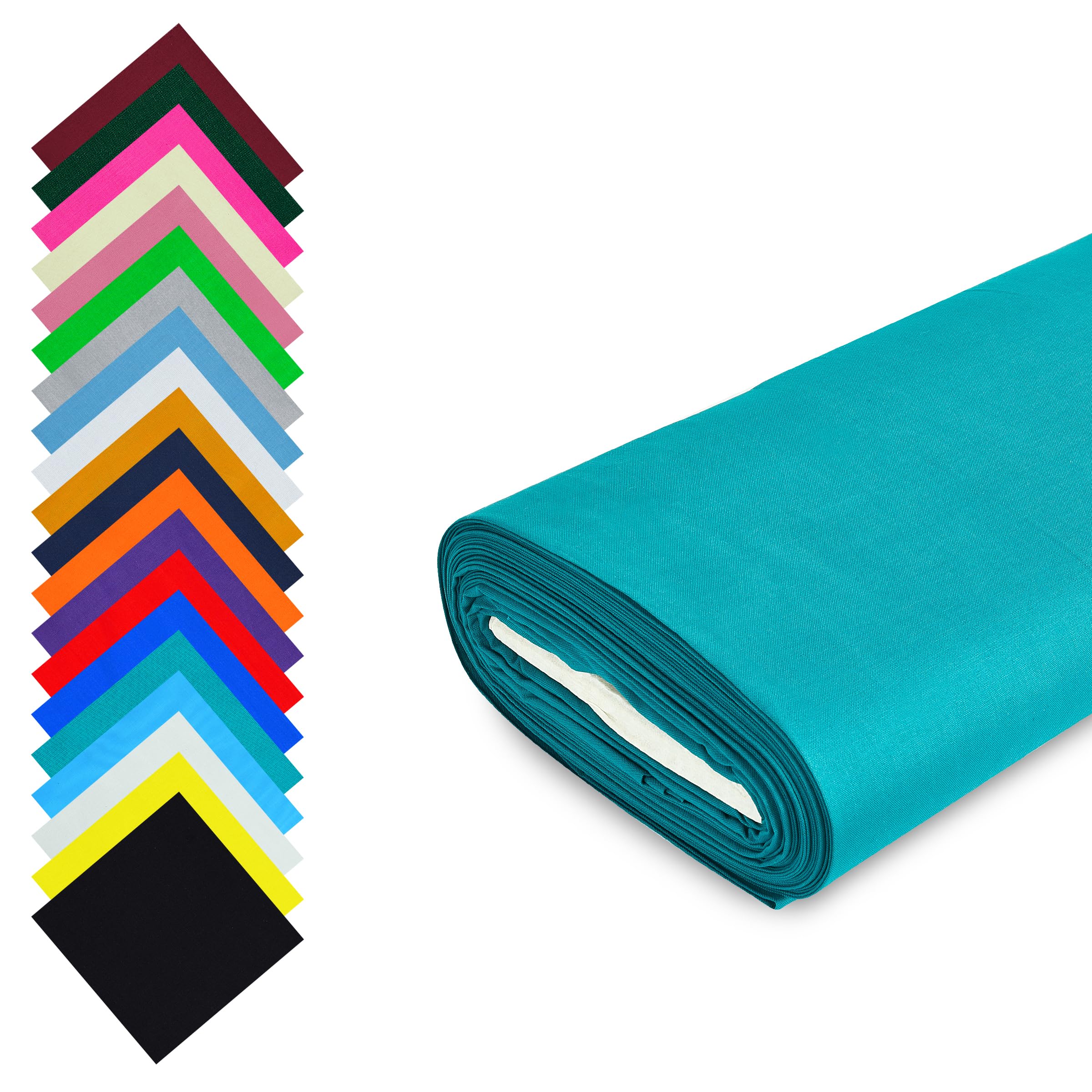 Fashion Track Teal Fabric Cotton by The Metre UK - 58 Inches / 147.5 cm Wide - 100% Cotton Fabric Plain - 60 Square - Available in 20 Colours and 5 Sizes (1 Metre, Teal) — image 1