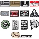 14er Tactical Morale Patches (14-Pack) | Hook & Loop Backed, 3” x 2” PVC Flags & Funny Patches | Perfect for Hat, Backpack, J