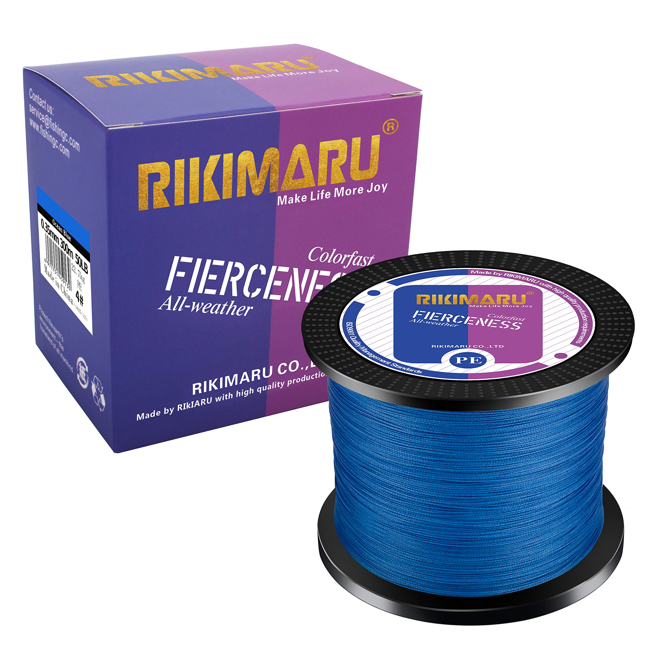 RIKIMARU FIERCENESS Braid Fishingline (Ocean Blue-1094Yds, 20LB(0.16mm))