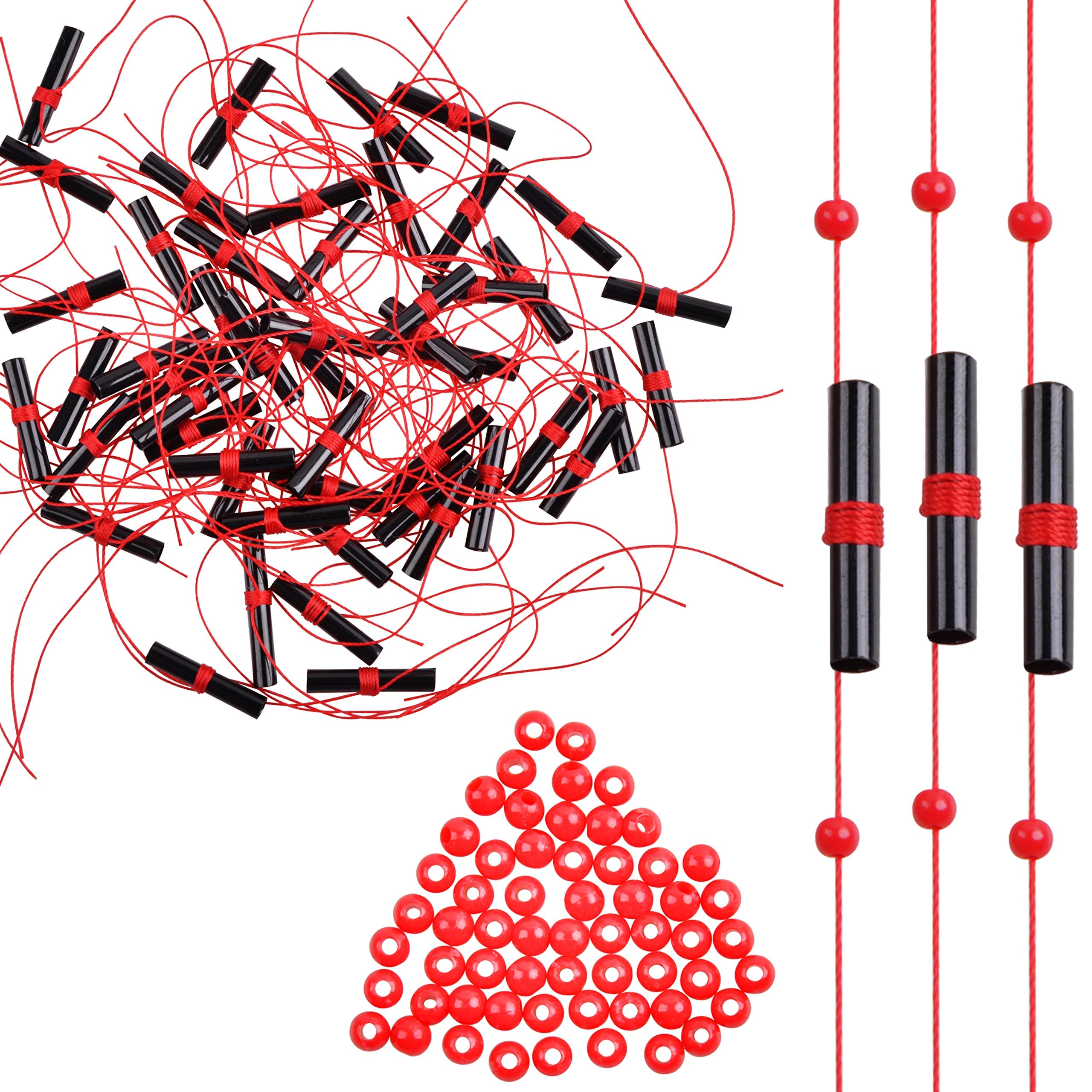 OROOTL Bobber Stops for Fishing Floats, Slip Bobber Stop String Knots with Plastic Beads Bobber Stoppers for Fishing Line Leader Saltwater Freshwater Fishing Tackle