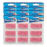 Paper Mate Pink Pearl Erasers, Large, 12 Packs of 3