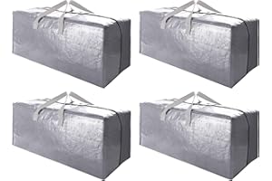 Cosy Family 4 Pack Heavy Duty Extra Large Moving Bags with Backpack Straps - Strong Handles & Zippers, Storage Totes For Space Saving, Fold Flat, Alternative to Moving Box (X-Large-Set of 4, Silver)