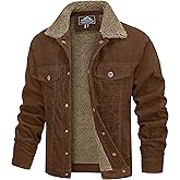 MAGCOMSEN Men's Corduroy Jacket Winter Sherpa Lined Warm Thick Trucker Cargo Coat with 5 Pockets