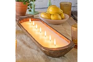 MAINEVENT Wooden Dough Bowl Candle 20 Inch, Farmhouse Dough Bowl, Table Centerpiece Soy, Candle Boat, Bread Farmhouse