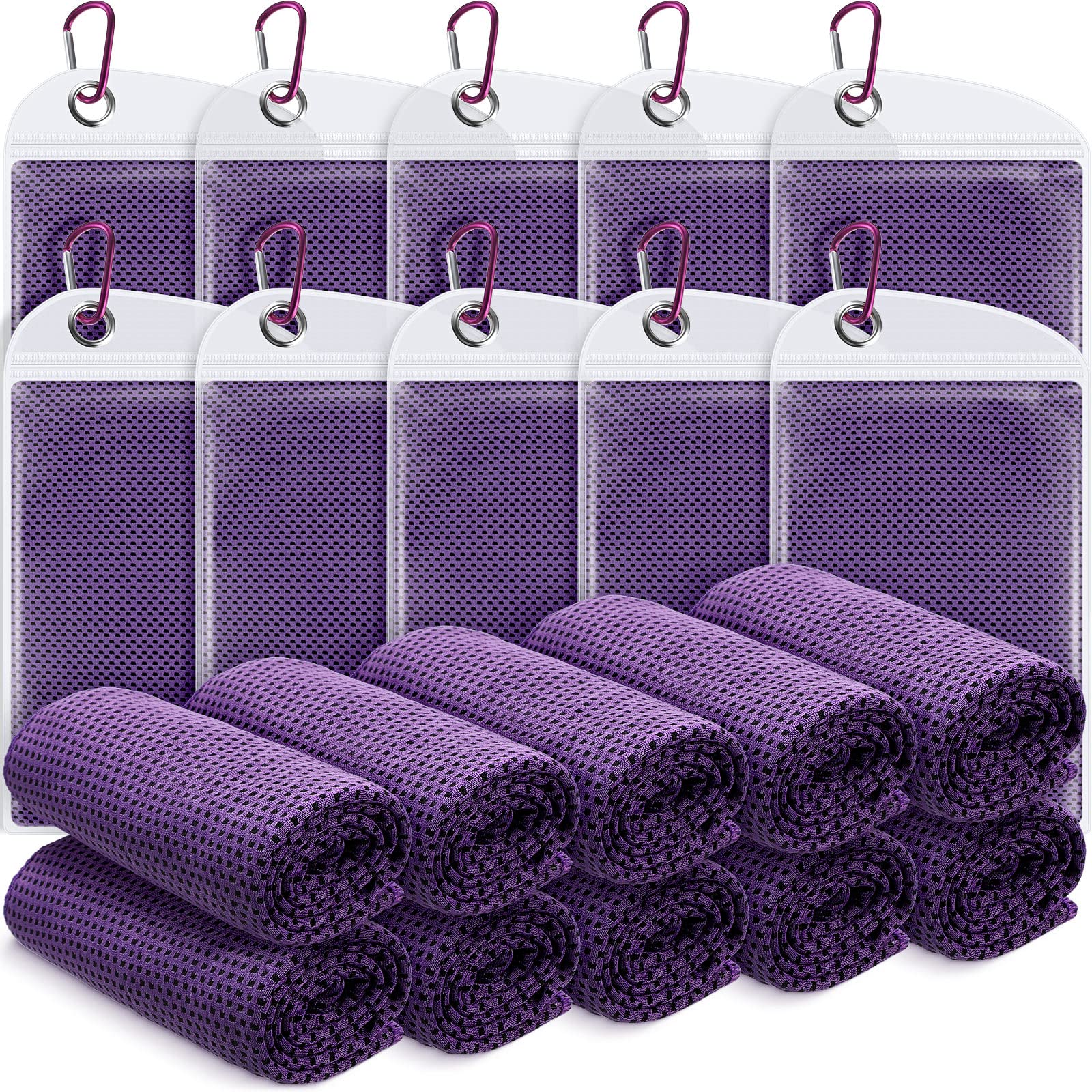 Photo 1 of 20 Pcs Cooling Towel 40" x 12" Ice Towel for Neck and Face Microfiber Chilly with Bag Breathable Yoga Gym Stay Cool Towels Sweat Rag for Workout Running Camping Pilates Beach Accessories (Purple)