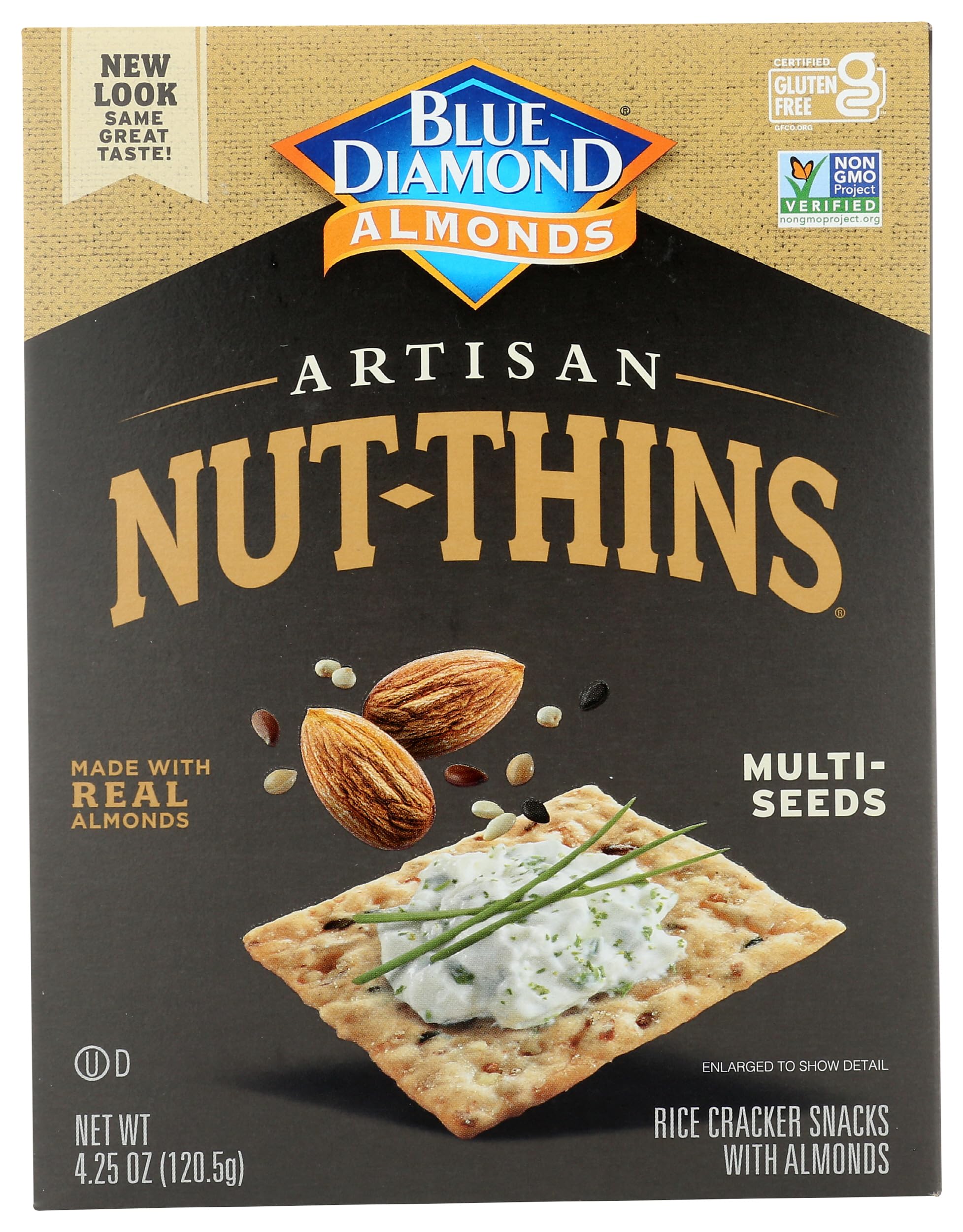 Photo 1 of *Exp July 10, 2026* Blue Diamond Gluten Free Nut Thin Cracker Crisps, Multiseed, 4.25 Iybce