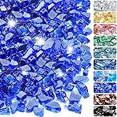 RUOJAS 10 Pounds Fire Glass 1/2 Inch High Reflective Tempered Firepit Glass Rocks for Fireplace, Fire Pit Table, Fire Bowl and Landscaping (Cobalt Blue)