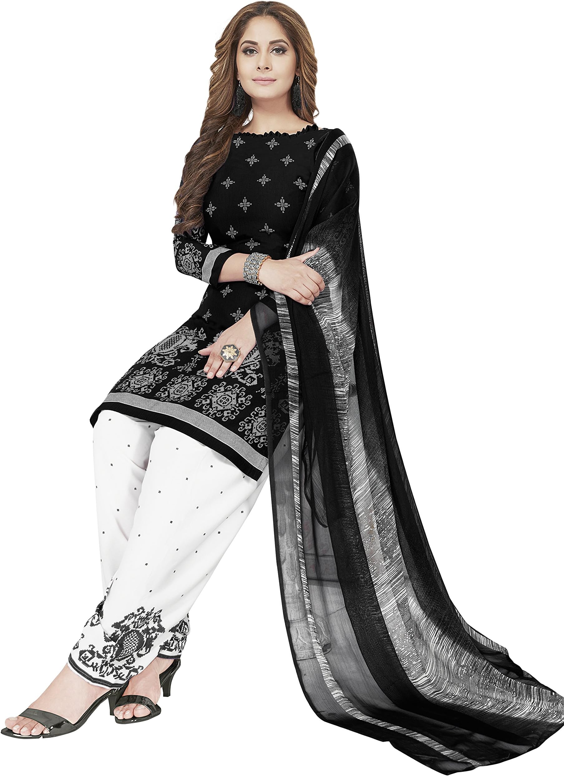 Zahida Fashion Crepe Unstitched Shalwar Kameez Indian Bollywood Synthethic Pakistan Designer